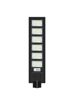 Lampa solara stradala Flippy, cu telecomanda, senzor de miscare si lumina, suport prindere, 288 LED-uri, IP65, ABS, 15AH, 300W, temperatura culoare 6500K, 79x18.8x5 cm, autonomie 10-12 ore, negru