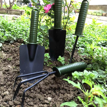  Unelte Grădină Compacte, Set 4 pentru Plantare și Îngrijire Plante, Material PVC + Carton, 25x8.5 cm, Verde