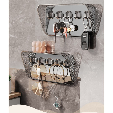 Raft de Depozitare cu Carlig, Flippy, Pentru Chei, Bijuterii, 20.3 x 4.6 x 10.3 cm, Gri