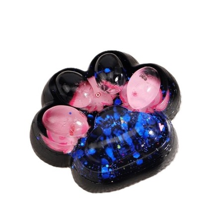 Jucarie Antistres Squishy, Flippy, cu Revenire Lenta, Model Cat Paw, 6.5 x 6 cm, din Tpr, 4-6 Ani, Model 5 Meduze, Negru cu Insertii