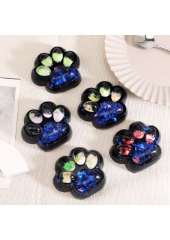 Jucarie Antistres Squishy, Flippy, cu Revenire Lenta, Squeeze Pinch Family, Model Cat Paw, 6.5 x 6 cm, din Tpr, 4-6 Ani, Model 4 Legume, Negru cu Insertii