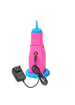 Pompa Electrica Pentru Umflat Baloane, din Plastic, Conectare la Retea, 10.5 x 10.5 x 21 cm, Portabila, Roz