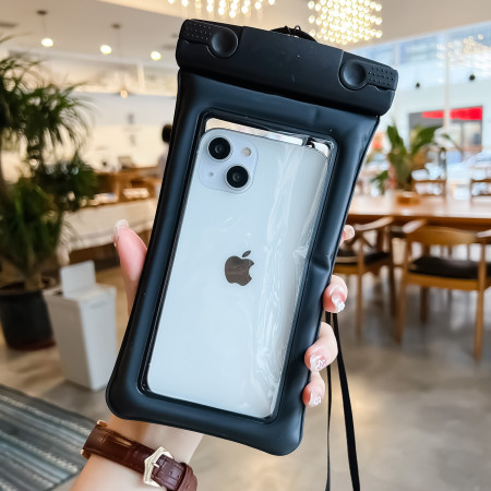 Husa subacvatica Matte Cushion Waterproof Flippy, Snowproof, Universala, cu Snur, pentru telefon sau documente, Negru