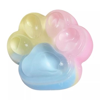 Jucarie Antistres Squishy, Flippy, cu Revenire Lenta, Model Cat Paw, 6.5 x 6 cm, din Tpr, 4-6 Ani, Model Curcubeu, Multicolor cu Insertii