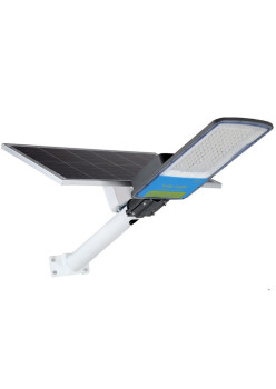 Lampa solara stradala Flippy, IP66, senzor de lumina, 120 LED-uri SMD, 1800 lm, panou 20W, putere 100W, autonomie 12-16 ore, telecomanda, montare prin fixare, pentru strada sau gradina, finisaj mat, material ABS,  49 x 21 x 5.5 cm, gri