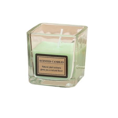 Lumanare Parfumata, Flippy, Model Pahar Transparent, cu Ulei Esential, 4.8 x 5.4 x 5.5 cm, Aroma de Ceai Alb, Verde
