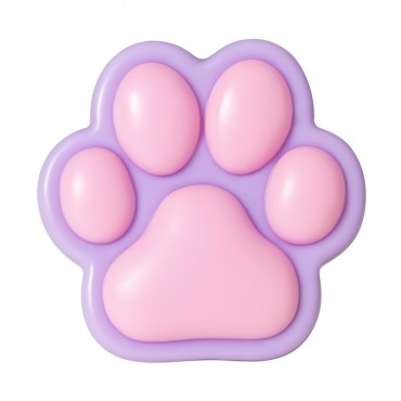 Jucarie Antistres Squishy, Flippy, cu Revenire Lenta, Labuta de Pisica Pufoasa, 8.5 x 7.5 cm, Ambalaj Transparent, Mov Roz