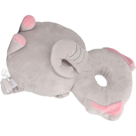 Rucsac cu Pernă de Protecție pentru Cap, Model Elefant din Plus, Suport Moale pentru Bebeluși, 33x6x19 cm, 180 g, Gri