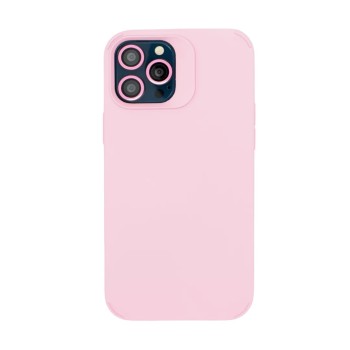 Husa Apple iPhone 13 Pro, Flippy, din Silicon Lichid, Interior din Microfibra, Lentile Fosforescente de Protectie Camera, Anti Amprenta, Rezistenta la Socuri, Roz
