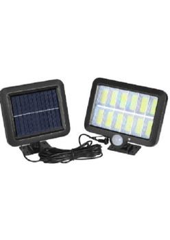 Lampa Solara LED 120 COB, Flippy, 12 Grile, Senzor de Lumina si Miscare, Lungime Cablu 5 m, Lumina Alba