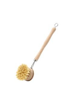 Beech sisal pot brush for washing dishes and pots - color: 24x5.8cm long handle pot brush