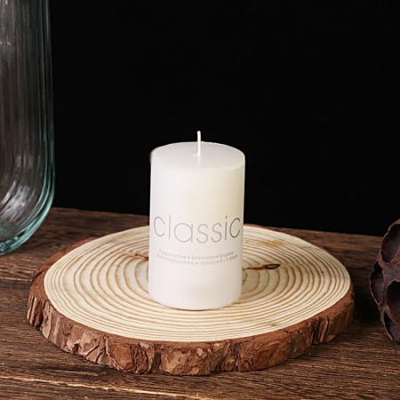 Lumanare Decorativa, Flippy, din Parafina, Cilindrica, Fara Fum si Fara Parfum, 5 x 7.5 cm, 130 g, Ardere 36h, Ivory Alb