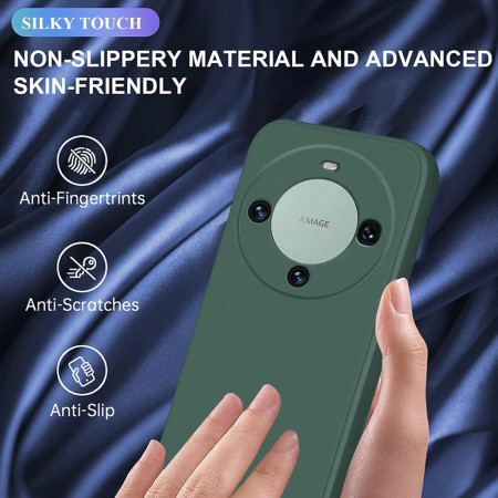 Husa de Protectie, Flippy, pentru Huawei Mate 60 Pro, Liquid Silicone, cu Microfibra pe Interior, Protectie Antisoc, Compatibil Incarcare Wireless, Verde