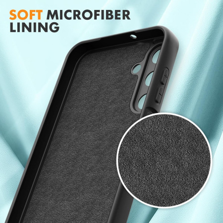 Husa de Protectie, Flippy, pentru Samsung Galaxy A15, Liquid Silicone, cu Microfibra pe Interior, Protectie Antisoc, Compatibil Incarcare Wireless, Negru