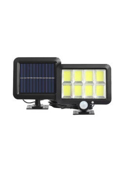 Lampa Solara LED 160 COB, Flippy, 8 Grile, Senzor de Lumina si Miscare, Lungime Cablu 4.6 m, Lumina Alba
