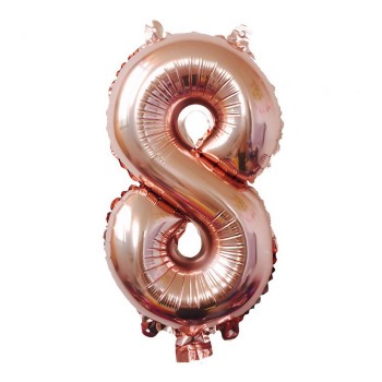 Balon din Folie Flippy, Cifra 8, 81 cm, Pentru Aer sau Heliu, Bulk, Roz Auriu
