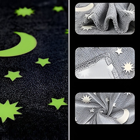 Patura Fosforescenta, Flippy, Moale, Pufoasa, Lumineaza in Intuneric, 1.5x2 m, Model Cer Instelat, Gri