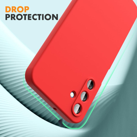 Husa de Protectie, Flippy, pentru Samsung Galaxy A15, Liquid Silicone, cu Microfibra pe Interior, Protectie Antisoc, Compatibil Incarcare Wireless, Rosu