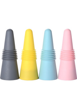 Set 4 dopuri reutilizabile din silicon Flippy, pentru sticle de vin, bautura, multicolor