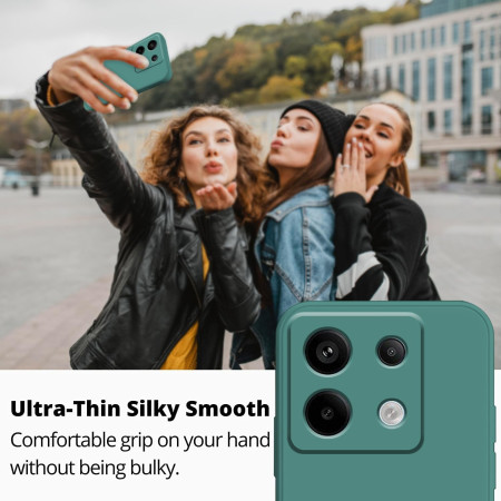 Husa de Protectie, Flippy, pentru Xiaomi Redmi Note 13 5G, Liquid Silicone, cu Microfibra pe Interior, Protectie Antisoc, Compatibil Incarcare Wireless, Verde