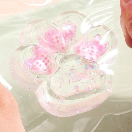 Jucarie Antistres Squishy, Flippy, Labuta de Pisica Pufoasa, cu Revenire Lenta, 7 x 6.5 cm, Model Inima, Multicolor