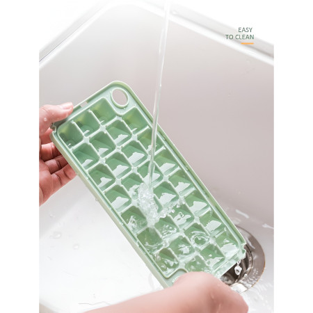 Set Cutie pentru Gheata, Flippy, Uz Casnic, Doua Tavite pentru Cuburi, Capac Etans, Lopata, 23.5x13.3x10 cm, Verde