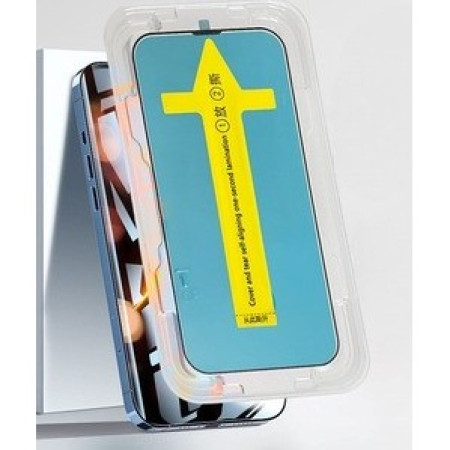 Folie sticla securizata cu sistem de montare usor si rapid Flippy pentru Apple iPhone 11 / XR, Transparent cu margini negre