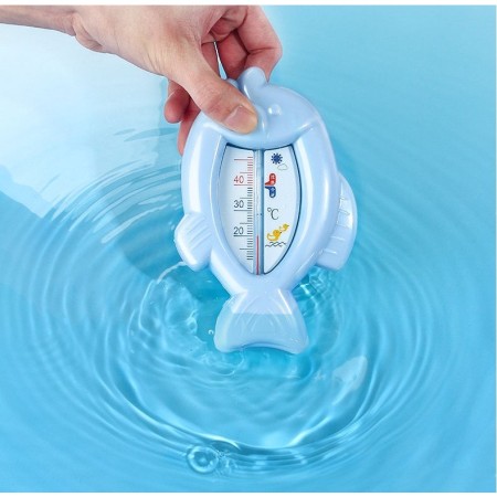 Termometru pentru Baie, Flippy, Plutitor, Rezistent la apa, Multifunctional, Model Peste, 15.5x9.5x2 cm, Albastru