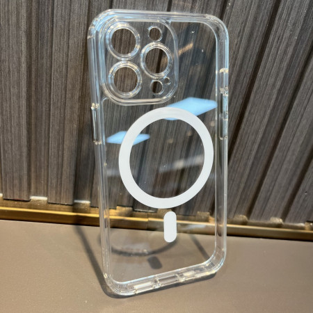 Husa protectie Flippy pentru iPhone 14 Pro Max Mag Safe, 2 in 1 incarcare si magnet, Silicon si Acril, Transparenta