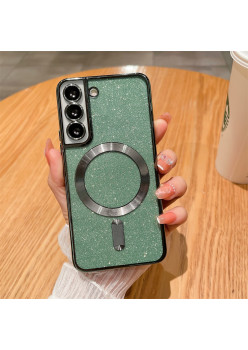 Husa de Protectie 2 in 1, Flippy, pentru Samsung Galaxy S23FE, Glitter Chrome Magsafe, din TPU, Magnetica, cu Protectie Lentila, Verde