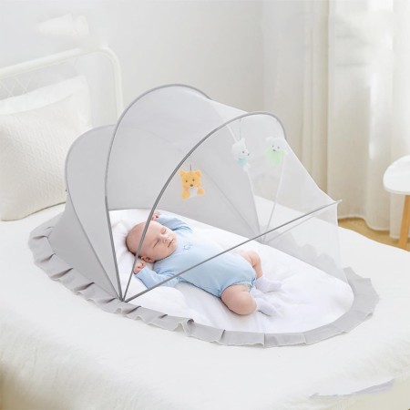 Husa Anti-Tantari, Flippy, Pliabila, Protectie 360 Grade, 0-1 An, 60 x 55 x 5 cm, Gri