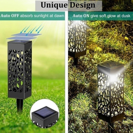Lampă Solară LED pentru Grădină, Design Felinar cu Acoperiș, Iluminare Alb Cald, IP65, 600mAh, 30.2 cm
