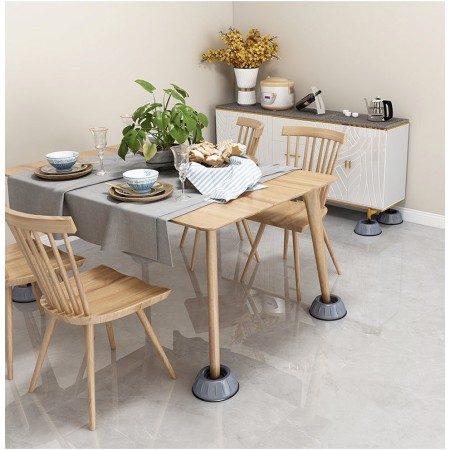 Set de 4 Picioare Antivibratii, Flippy, 8 cm, Gri, cu Ventuza Cauciuc, Instalare Rapida, pentru Masina de Spalat, Uscator sau Frigider