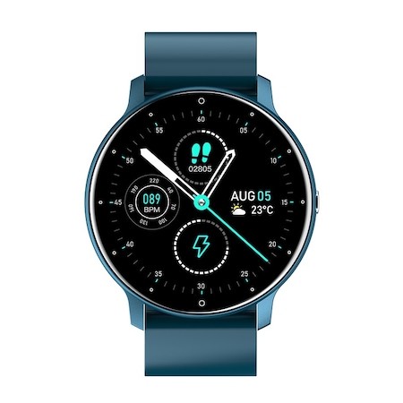 Ceas smartwatch si bratara fitness Flippy ZL02D, oxigen, ritm cardiac, pedometru, notificari, IP67, Compatibil cu Android/iOS, vibratii, multi sport, Albastru inchis