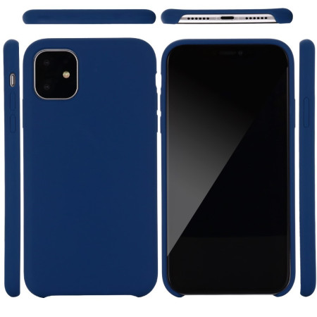 Husa protectie compatibila cu Apple iPhone 11 Pro Max Liquid Silicone Case Albastru inchis