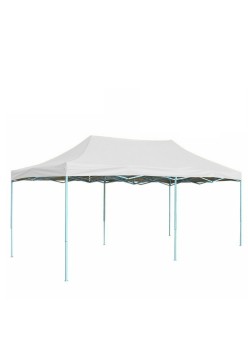 Cort Pavilion 3x6 m Alb, Pliabil, Cadru Metalic, Reglabil pe Înălțime, Pentru Curte, Grădină și Evenimente Outdoor