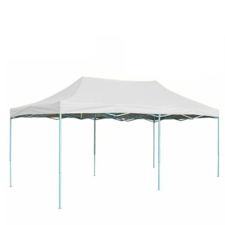 Cort Pavilion 3x6 m Alb, Pliabil, Cadru Metalic, Reglabil pe Înălțime, Pentru Curte, Grădină și Evenimente Outdoor