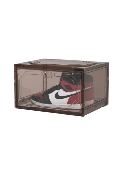 Organizator de Pantofi, Flippy, din PP+ABS, Usa Laterala Magnetica, Rezistenta la Praf, Anti-Oxidare, Utilizare Multipla, 36 x 28 x 21 cm, Gri Transparent