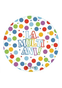Set 6 Farfurii de Unica Folosinta, Flippy, Colectia LA MULTI ANI , 30 cm, din Carton Laminat, Multicolor