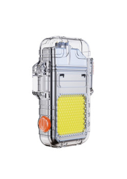 Lanterna Tip Breloc cu Bricheta, Flippy, Impermeabila, 3 Moduri Iluminare, 300 mAh, Incarcare USB-C, COB, Raza de Actiune 50 - 100 m, 7.4 x 4.9 x 1.7 cm, Argintiu