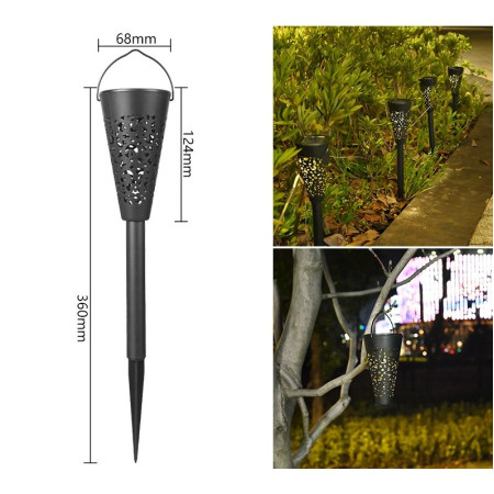 Lampă Solară Tip Torță - Efect Realist, Iluminare Alb Cald, Rezistentă la Intemperii, 41.5 cm