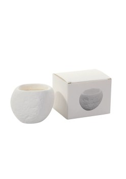 Lumanare Parfumata, Flippy, Model Abstract, Aroma de Ploaie Osmanthus, din Ceara de Soia, 8 x 5.5 x 6 cm, Alb