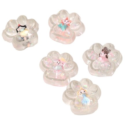 Jucarie Antistres Squishy, Flippy, Labuta de Pisica Pufoasa, cu Revenire Lenta, 7 x 6.5 cm, Model Printesa, Multicolor