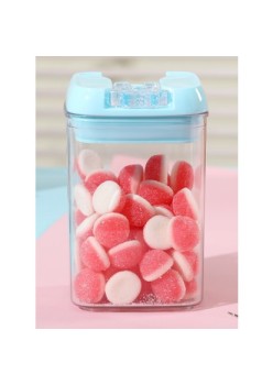 Cutie de Depozitare Alimente, Flippy, tip Container, 0.8L, 10x10x15.5 cm, Recipiente pentru Cereale in Bucatarie,  Transparente cu Capac Albastru