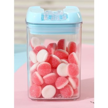 Cutie de Depozitare Alimente, Flippy, tip Container, 0.8L, 10x10x15.5 cm, Recipiente pentru Cereale in Bucatarie,  Transparente cu Capac Albastru