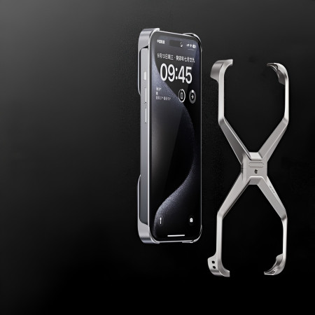 Husa Armor X Compatibila cu iPhone 15, Flippy, Aliaj de Aluminiu, Antisoc, Antizgarieturi, Impermeabila, Margini cu 2 Straturi, Aderent, Montare Usoara, Surubelnita Inclusa, Gri Metalizat