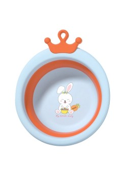 Cada Pliabila pentru Baie pentru Copii, Flippy, Cadita pentru Bebelusi, Model Rotund cu Iepuras, Blue, 30x31x3.5 cm, 3.3 L