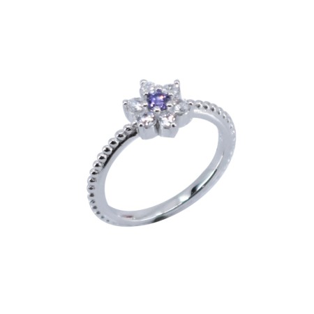 Inel Argint 925 Floare cu Zirconii, Marime 54