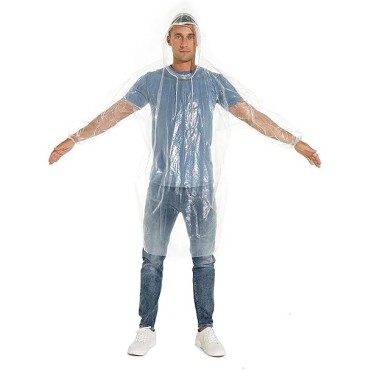 Pelerina de Ploaie, Flippy, pentru Adulti, 150 x 90 cm, Tip Poncho, Impermeabila, de Unica Folosinta, 30 g, Transparent