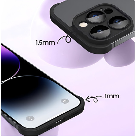 Husa Metalica Edgeless  Compatibila cu iPhone 15 Pro Max, Flippy, Protectie pentru Colturi si Camera, Aliaj, Antisoc, Antizgariere, Negru Metalizat